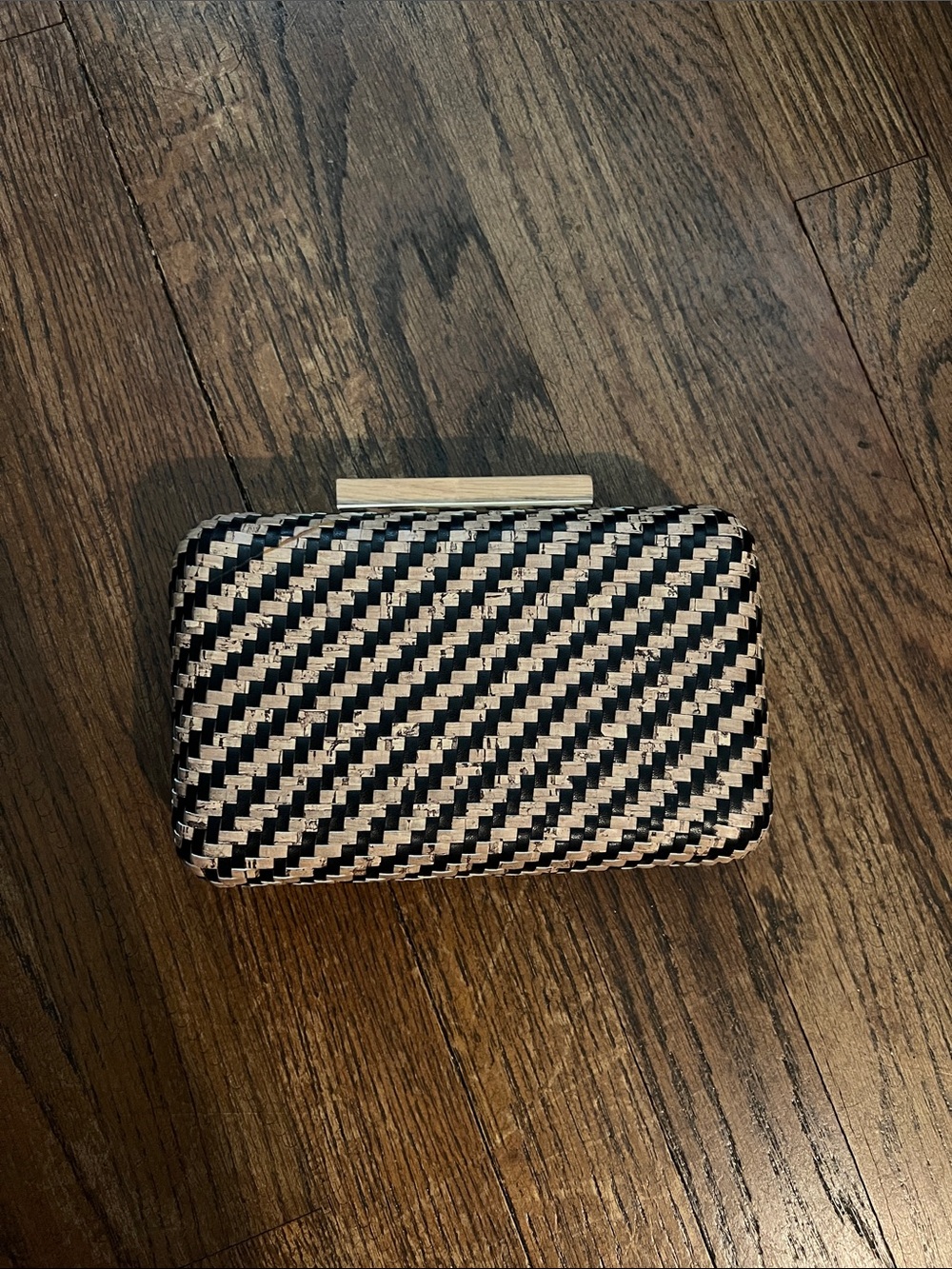 Urban Expressions Woven Black and Cream Clutch Bag
